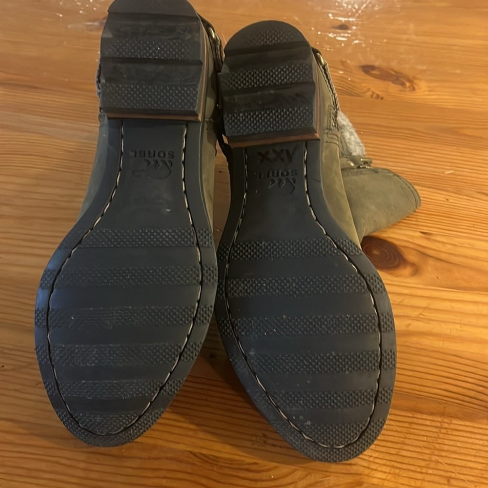 SOREL Lolla Leather Peet moss Ankle Boots Waterproof Block Heels Size 7.5 - Picture 7 of 14